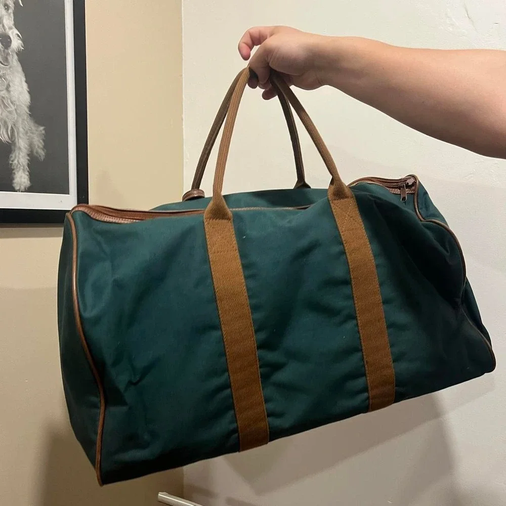 Vintage 1990s polo Ralph Lauren forest green duffle weekender tote shoulder bag